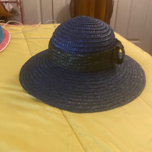 Navy blue and black straw hat very stylish main image 8